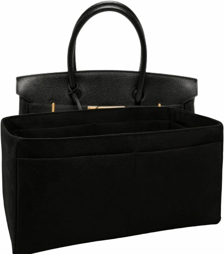 Meenda Meenda Birkin 30 Organizer Insert For Handbag, Faux Suede Soft And Smooth Lightweight Fits Perfectly Washable Well Made Sturdy Gift Ideas For Women (Black Hbk30) | Handbag Accessories