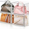 DILIBRA Dilibra Set Of 4 Plastic Purse Storage Organizer For Closet, Acrylic Display Case For Purse And Handbag, Stackable Storage Boxes Organizer With Magnetic Door For Clutch Wallet Book Toys | Handbag Accessories