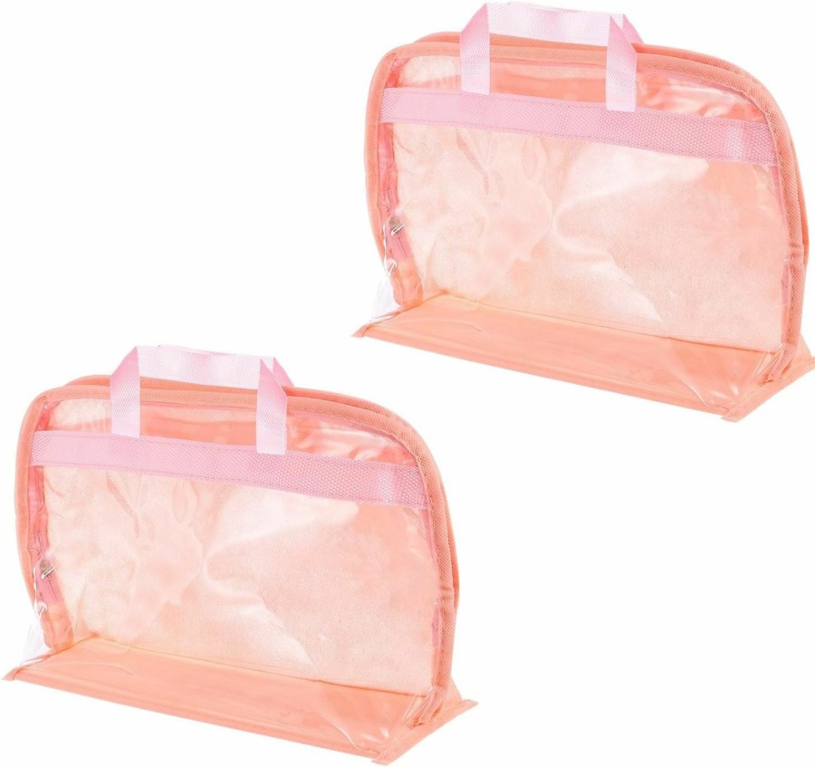 PATIKIL Patikil Handbag Dust Bags, 2 Pack Clear Purse Storage Organizer M Size Pvc Dustproof Handbag Cover Transparent Purse Protector Style 2, Pink | Handbag Accessories