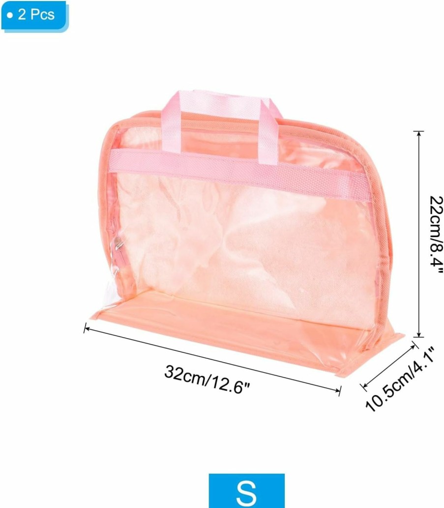 PATIKIL Patikil Handbag Dust Bags, 2 Pack Clear Purse Storage Organizer M Size Pvc Dustproof Handbag Cover Transparent Purse Protector Style 2, Pink | Handbag Accessories