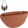 WADORN Wadorn Purse Organizer Insert, Small Felt Shoulder Bags Insert Arc Shape Underarm Bag Organizer Insert Multiple Compartments Bag Insert Shaper With Zipper For Loop Hobo Bag, 8.85X1.81X4.01 Inch, Brown | Handbag Accessories