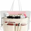 Joqixon Joqixon Purse Organizer Insert For Handbags, Pu Faux Leather Bag Organizer For Tote With Led Light, Handbag & Tote Shaper With Retractable Key Chain For Women(S, Beige) | Handbag Accessories