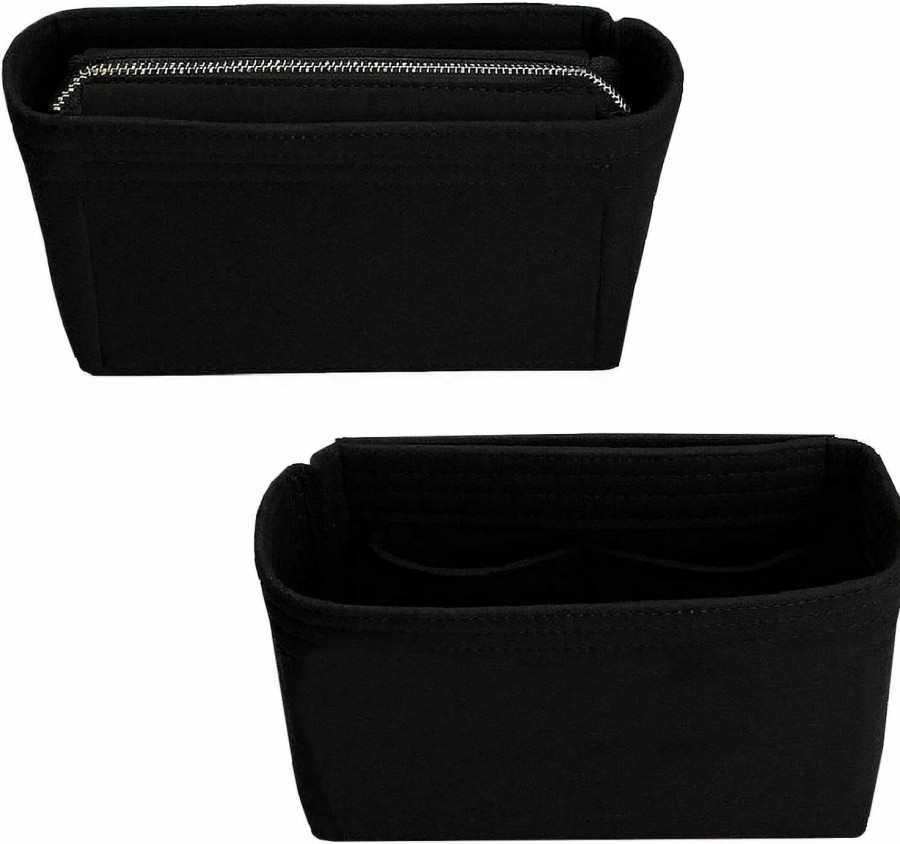 D.DUO D.Duo Purse Organizer, Felt Bag Organizer With Zipper, Insert Backpack Organizer With 2 Packs In One Set, Tote Organizer Insert For Women For Lv Neonoe Noe Series Perfectly (Black) | Handbag Accessories