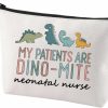 CENWA Cenwa Nicu Nurse Dinosaur Zipper Pouch Bag My Patients Are Dino-Mite Cosmetic Bag Neonatal Nurse Gifts Nicu Nursing Gift (Dino-Mite) | Handbag Accessories