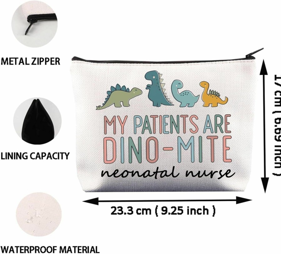 CENWA Cenwa Nicu Nurse Dinosaur Zipper Pouch Bag My Patients Are Dino-Mite Cosmetic Bag Neonatal Nurse Gifts Nicu Nursing Gift (Dino-Mite) | Handbag Accessories