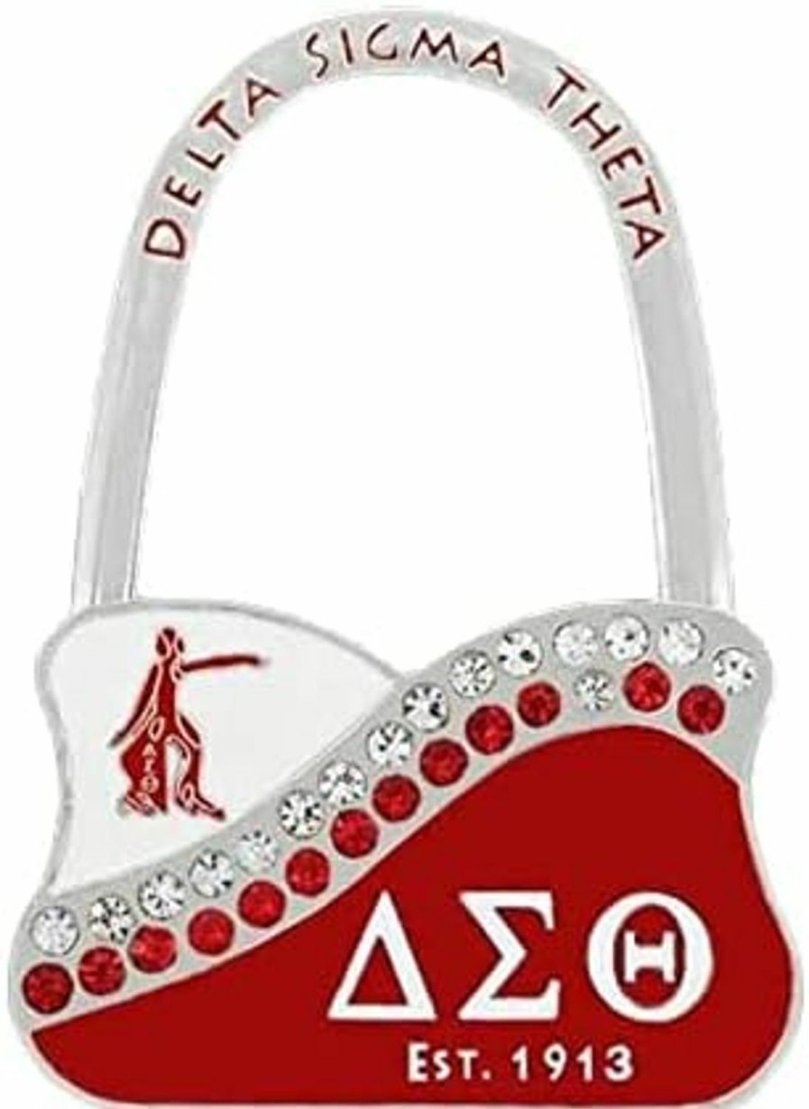 Alpha Industries Delta Sigma Theta Silver Trendy Purse Hanger With Rhinestones Across | Handbag Accessories