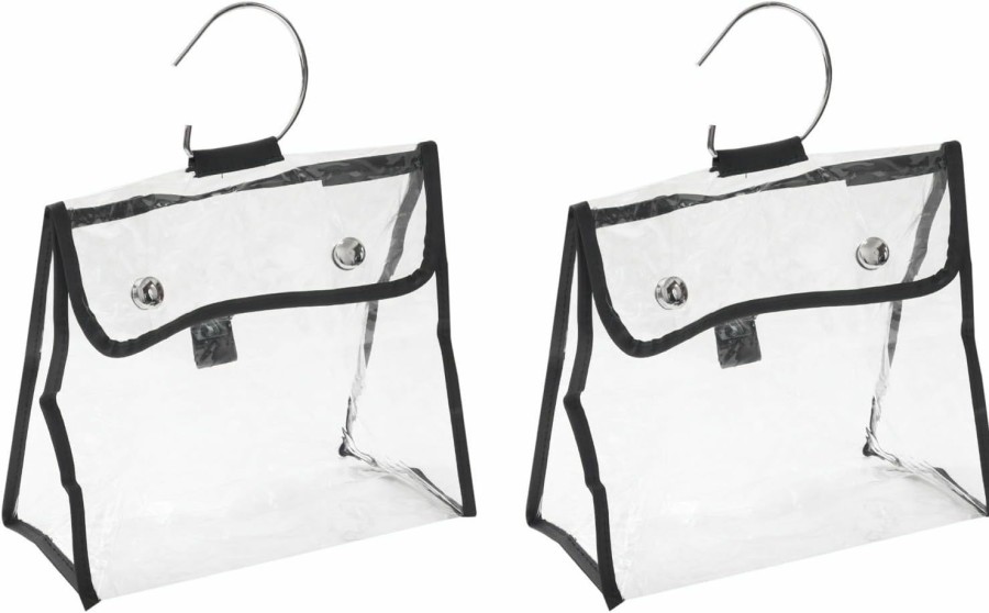 PATIKIL Patikil Handbag Dust Bags, 2 Pack Clear Purse Storage Organizer Pvc Dustproof Handbag Cover Transparent Purse Protector (Black Border, M) | Handbag Accessories