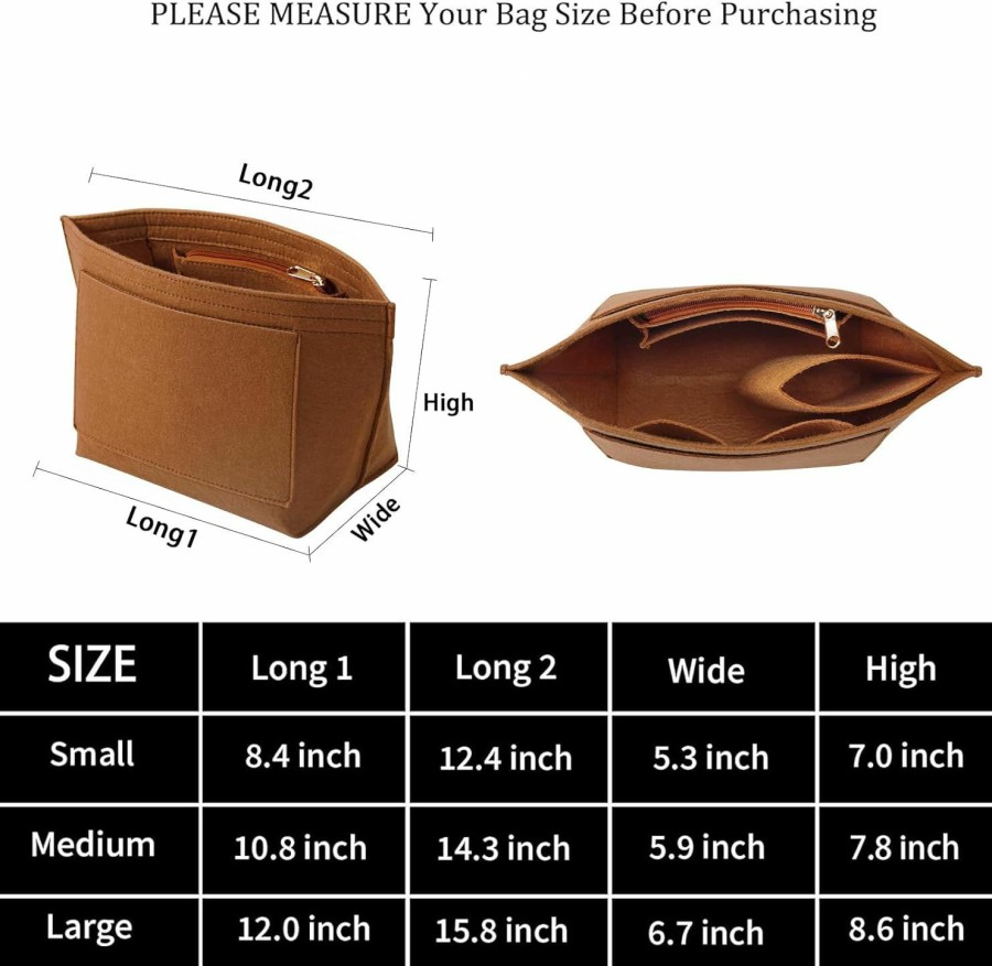 LOUKAYCCI Loukaycci Purse Organizer Insert For Le Pliage Small Handbags Insert Organizer (Brown, Small) | Handbag Accessories