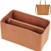 WADORN Wadorn Felt Purse Organizer Insert, Felt Bag Organizer With Zipper Rectangle Purse Organizer Bag In Bag Multiple Compartments Tote Bag Insert Interior Shaper, 7.4X4.5X3.9 Inch, Camel | Handbag Accessories