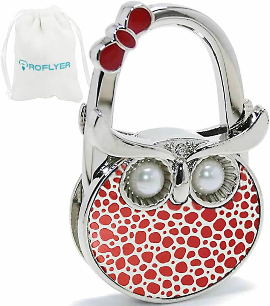 ROFLYER Roflyer Night Owl Style Butterfly Pattern Design Shoulder Handbag Hangers Folding Purse Holder Bag Hooks, With Velvet Pouch (Colorful Dots) | Handbag Accessories