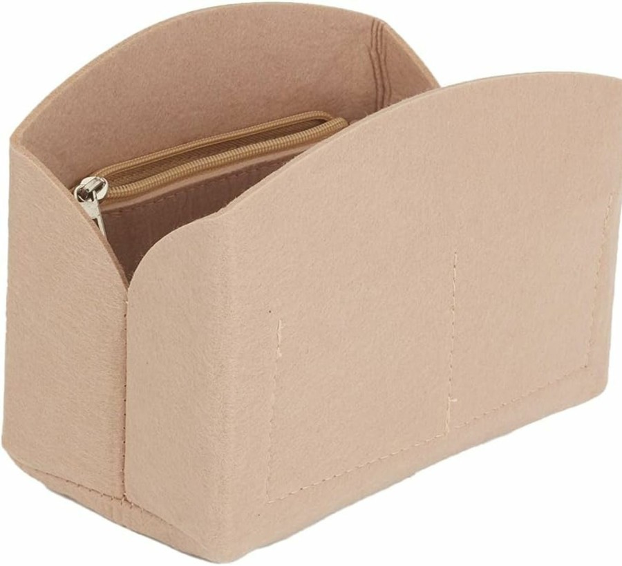 AMIJOUX Amijoux Beige Purse Organizer Insert, Shell-Shaped Divider With Zipper For Women Tote Bag, Multiple Compartments Bag Interior Portable Felt Liner Tidy Organizer For Handbag | Handbag Accessories