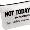 PWHAOO Pwhaoo Diabetes Zipper Pouch Bag Not Today Cosmetic Bag Diabetes Awareness Cosmetic Bag (Not Today B) | Handbag Accessories