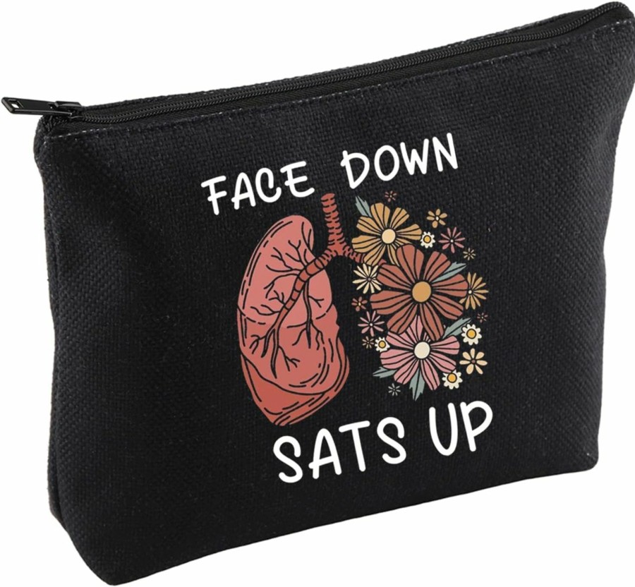 CENWA Cenwa Healthcare Worker Gift Team Lung Face Down Sats Up Zipper Pouch Bag Gift For Nurses (Face Down) | Handbag Accessories