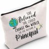 MNIGIU Mnigiu Principal Cosmetic Bag Principal Appreciation Gift So She Become A Principal Zipper Organizer Bag President Principal Retirement Gift (Principal Bag) | Handbag Accessories