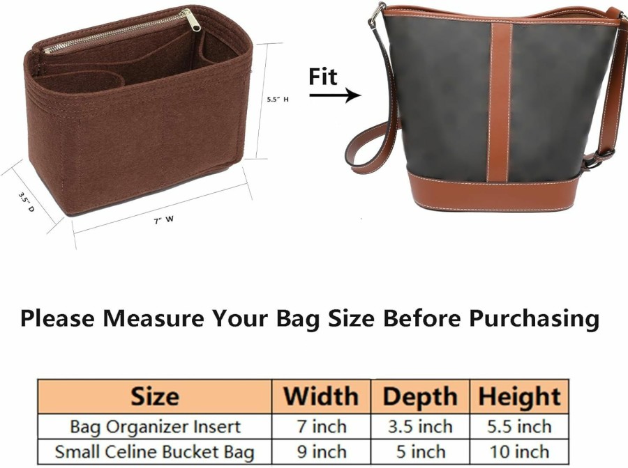 Doxo Doxo Purse Organizer Insert For Handbags,Zipper Designed Velvet Bag Organizer,Fit Celine Small Bucket,Triomphe And More.(Brown-Velvet) | Handbag Accessories